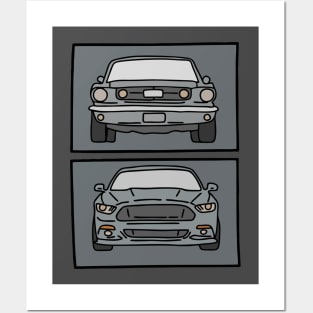 old and new muscle car Posters and Art